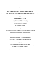 Die inskakeling van moedertaalsprekers van Afrikatale in laerskole in Eldoradopark