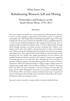 Refashioning women’s self and mining homemakers and producers on the South African Mines, 1976 – 2011