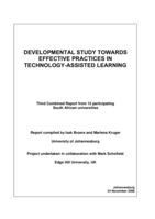 Developmental study towards effective practices in technology-assisted learning: third combined report from 15 participating South African universities