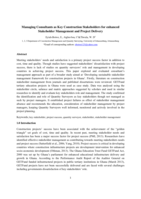 Managing consultants as key construction stakeholders for enhanced stakeholder management and project delivery