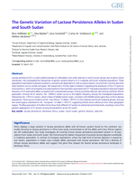 The Genetic Variation of Lactase Persistence Alleles in Sudan and South Sudan