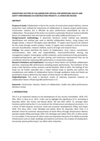 Identifying factors of collaboration critical for improving health and safety performance in construction projects : a systematic literature review
