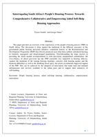 Interrogating South Africa’s people’s housing process - towards comprehensive collaborative and empowering aided self-help housing approaches