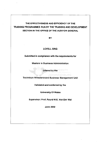 The effectiveness and efficiency of the training programmes run by the training and development section in the Office of the Auditor General