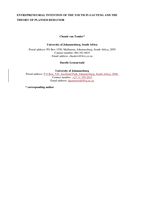 Entrepreneurial intention of the youth in Gauteng and the theory of planned behavior