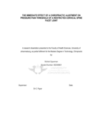 The immediate effect of a chiropractic adjustment on pressure pain threshold of a restricted cervical spine facet joint