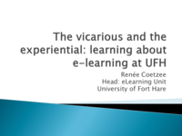 The vicarious and the experiential: learning about e-learning at UFH