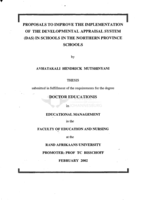 Proposals to improve the implementation of the developmental appraisal system (DAS) in schools in the Northern Province schools