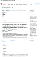 Engaging the ‘missing men’ in the hiv treatment cascade: Creating a tailored intervention to improve men’s uptake of hiv care services in rural south africa: A study protocol