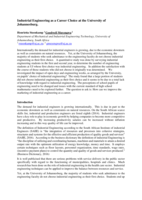 Industrial engineering as a career choice at the University of Johannesburg