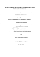 Access as an aspect of transparent feedback : implications for teacher competence