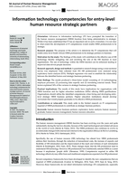Information technology competencies for entry-level human resource strategic partners