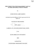 Employment relations management audit at Kutama Sinthumule Private Prison