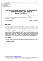 On Paul Cilliers’ approach to complexity: post-structuralism versus model exclusivity