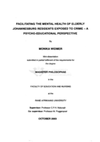 Facilitating the mental health of elderly Johannesburg residents exposed to crime : a psycho-educational perspective