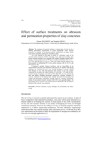 Effect of surface treatments on abrasion and permeation properties of clay concretes