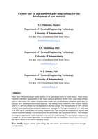 Cement and fly ash stabilised gold mine tailings for the development of new material