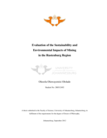 Evaluation of the sustainability and environmental impacts of mining in the Rustenburg Region