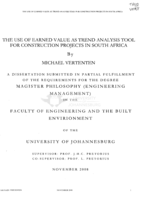 The use of earned value as trend analysis tool for construction projects in South Africa