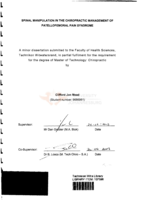 Spinal manipulation in the chiropractic management of patellofemoral pain syndrome