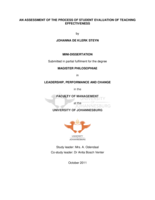 An assessment of the process of student evaluation of teaching effectiveness