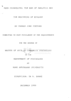 Peer counseling : the end of analysis and the beginning of ecology