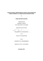 The invitational dispositions of fourth year foundation phase students at a higher education institution