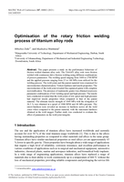 Optimisation of the rotary friction welding  process of titanium alloy rods