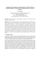 A model for assessing the housing satisfaction of beneficiaries in publicly funded housing in South Africa