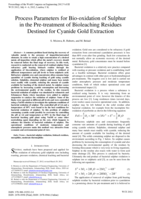 Process parameters for bio-oxidation of sulphur in the pre-treatment of bioleaching residues destined for cyanide gold extraction