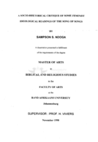 A socio-rhetorical critique of some feminist ideological readings of the Song of Songs