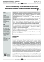 Personal leadership as an antecedent of servant  leadership amongst bank managers in South Africa