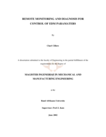 Remote monitoring and diagnosis for control of EDM parameters
