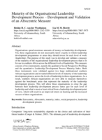Maturity of the Organisational Leadership  Development Process – Development and Validation  of an Afrocentric Measure