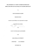 Relationships as an aspect of order and discipline : implication for the management of teacher competence