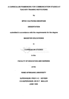 A curriculum framework for communication studies at teacher training institutions