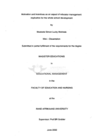 Motivation and incentives as an aspect of educator management : implication for the whole school development