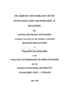 Die gebruik van sigblaaie om die effektiewe leer van wiskunde te bevorder