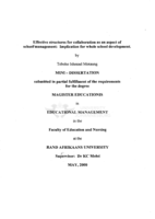 Effective structures for collaboration as an aspect of school management : implication for whole school development