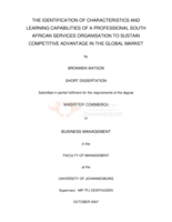 The identification of characteristics and learning capabilities of a professional South African services organisation to sustain competitive advantage in the global market