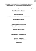 The design of interactivity for a Web-based learning environment at a higher education institution