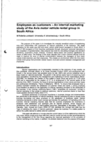 Employees as customers - an internal marketing study of the Avis Motor Vehicle Rental Group in South Africa.