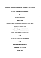 University lecturers' experiences of the self-evaluation of their academic programmes