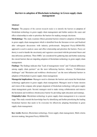 Barriers to adoption of blockchain technology in green supply chain management