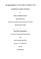 The management of the code of conduct for learners at public schools