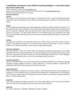 A quantitative examination of two different teaching paradigms in a Germiston based pre-school: A pilot study