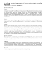 A challenge to objective perception in hearing and seeing in counselling psychology.