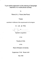 A pro-active approach to the training of language teachers in a multicultural society