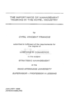 The importance of management training in the hotel industry
