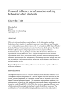 Personal influence in information-seeking behaviour of art students